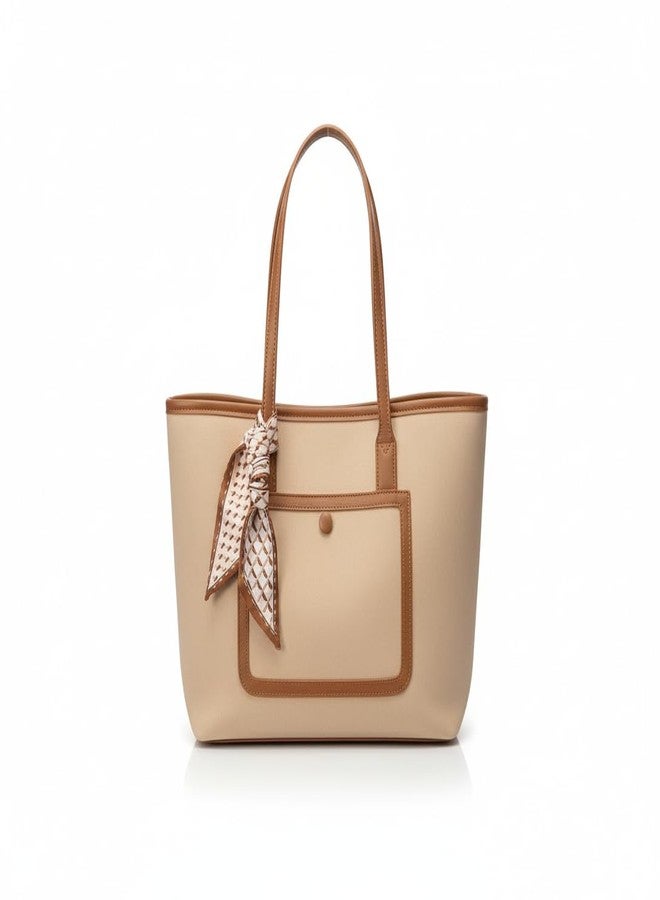 AKSUTI Stylish Women PU Handbag (Beige) - Image 1